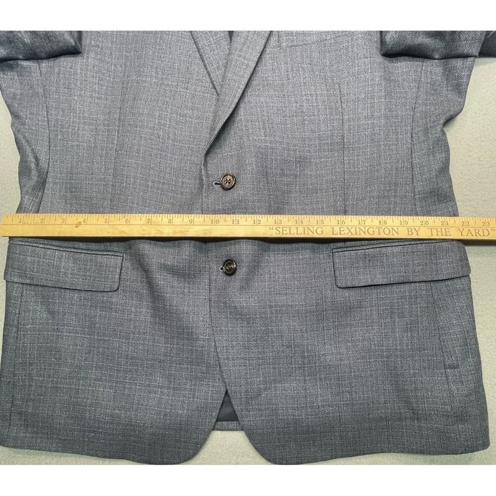 Ralph Lauren Silk Blazer Jacket 46R Wool Blue Plaid Single Breasted Vented EUC - Picture 6 of 14